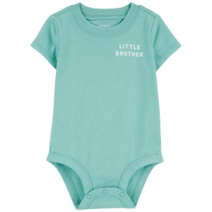 Green Baby Little Brother Cotton Bodysuit