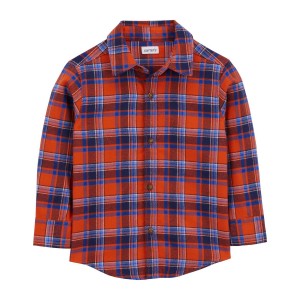 Red/Blue Baby Plaid Button-Front Shirt