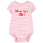 Pink Baby Mommys Girl Striped Cotton Bodysuit