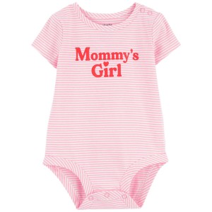 Pink Baby Mommys Girl Striped Cotton Bodysuit