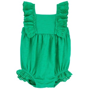 Green Baby Eyelet Lace Romper