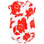 Red/White Baby Floral Bubble Romper