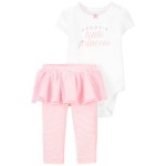 White/Pink Baby 2-Piece Daddys Princess Bodysuit & Tutu Pant Set