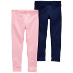 Pink Toddler 2-Pack Pink & Navy Leggings