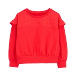 Red/orange Toddler Eyelet Crew Neck Top