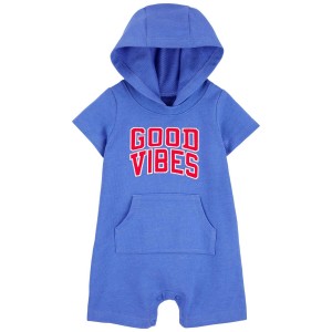 Blue Baby Good Vibes Hooded Romper