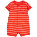 Red Baby Striped Snap-Up Romper