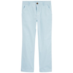 Blue Kid Flat-Front Pants