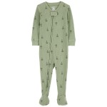 Green Baby 1-Piece Palm Tree Thermal Footie Pajamas