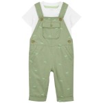 Green/White Baby 2-Piece Tee & Chameleon Coverall Set