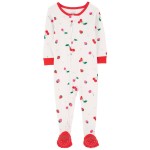 White/Red Baby 1-Piece Strawberry 100% Snug Fit Cotton Footie Pajamas