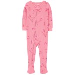 Pink Baby 1-Piece Unicorn Thermal Footie Pajamas