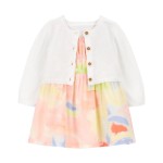 Multi Baby 2-Piece Smocked Dress & Cardigan Set