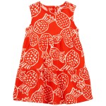 Red/orange Baby Pineapple Sleeveless Dress
