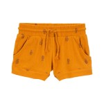Gold Baby Pineapple Pull-On Knit Gauze Shorts