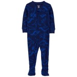 Navy Toddler 1-Piece Dinosaur Thermal Footie Pajamas