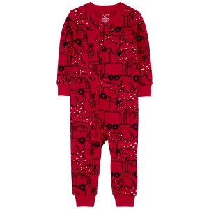 Red Toddler 1-Piece Car 100% Snug Fit Cotton Footless PJs