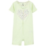 Green Toddler 1-Piece Heart 100% Snug Fit Cotton Romper Pajamas