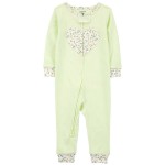 Green Toddler 1-Piece Heart 100% Snug Fit Cotton Footless Pajamas