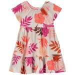 Multi Toddler Tropical Crinkle Jersey Dress