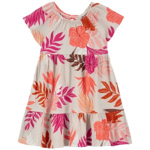 Multi Toddler Tropical Crinkle Jersey Dress