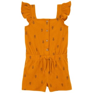 Gold Toddler Flutter Pineapple Crinkle Jersey Romper