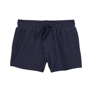 Navy Toddler Knit Denim Pull-On French Terry Shorts