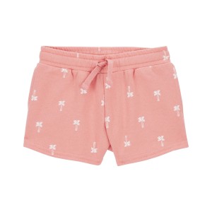 Coral Toddler Palm Tree Pull-On French Terry Shorts