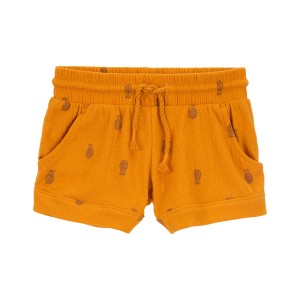 Gold Toddler Pineapple Pull-On Knit Gauze Shorts