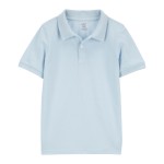 Blue Kid Ribbed Collar Polo Shirt