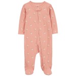 Pink Baby Floral 2-Way Zip Cotton Sleep & Play Pajamas