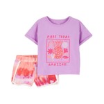 Purple Baby 2-Piece Make Today Amazing Tee & Tie-Dye Short Set