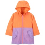 Peach Purple Colorblock Baby Colorblock Rain Jacket