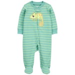 Green Baby Chameleon Zip-Up Cotton Sleep & Play Pajamas