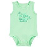 Green Baby Bee Like Mommy And Daddy Sleeveless Bodysuit