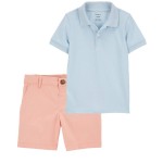Multi Baby 2-Piece Polo Shirt & Stretch Chino Shorts Set