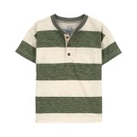 Green/Ivory Baby Striped Jersey Henley