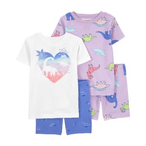 Purple Baby 4-Piece Dinosaur Pajamas Set