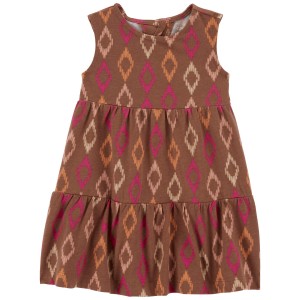 Brown Baby Geo Print Sleeveless Dress