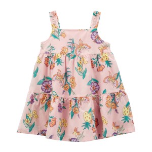 Pink Baby Floral Sleeveless Lawn Dress