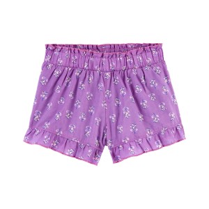 Purple Baby Floral Poplin Shorts