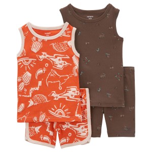Orange, Brown Toddler 4-Piece Pajamas
