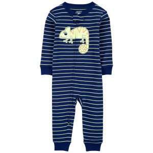 Navy Toddler 1-Piece Chameleon 100% Snug Fit Cotton Footless Pajamas