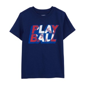Navy Toddler Play Ball Baseball Graphic Tee