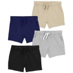 Multi Toddler 4-Pack Pull-On Cotton Shorts