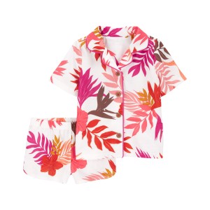 Multi Toddler 2-Piece Floral Coat-Style Loose Fit Pajama Set