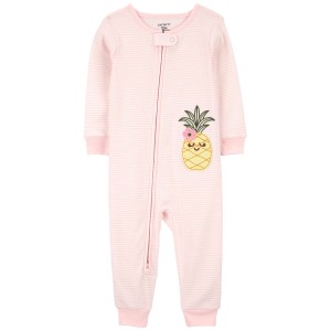 Pink Toddler 1-Piece Pineapple 100% Snug Fit Cotton Footless Pajamas