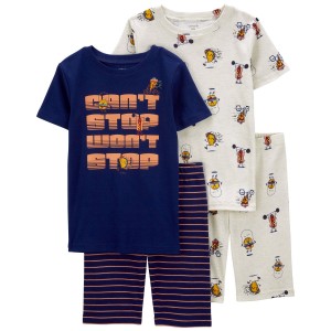 Multi Kid 4-Piece Cant Stop Wont Stop Pajamas Set