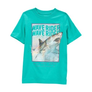 Blue Kid Wave Rider Shark Jersey Tee