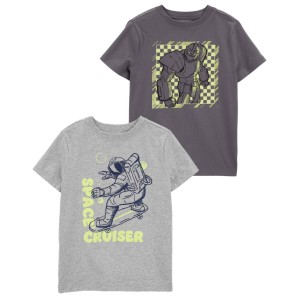 Multi Kid 2-Pack Space & Robot Graphic Tees